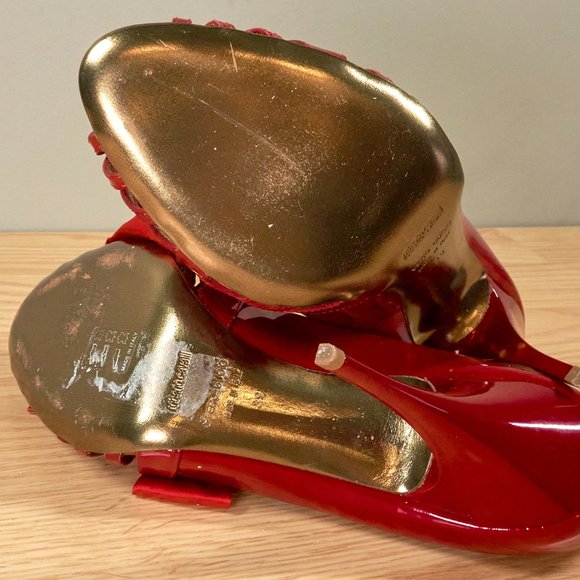 Roberto Cavalli Red Patent Leather Sandals High Heels, Size IT 39, Made in Italy - Picture 9 of 11